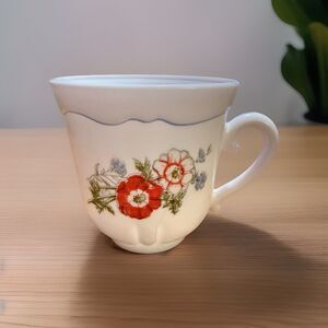 Vintage Arcopal Paradise Floral Replacement Cup | France | Milk Glass